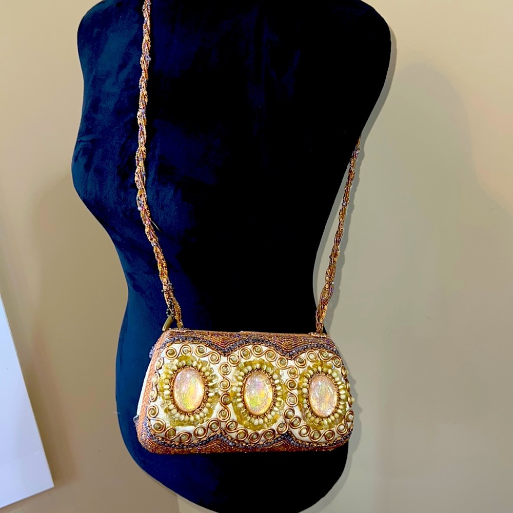 Mary Frances gold and cream crossbody.
